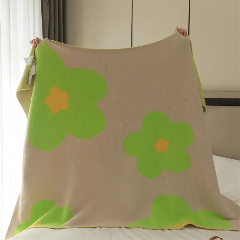 Korean Sunflower Velvet Knitted Blanket