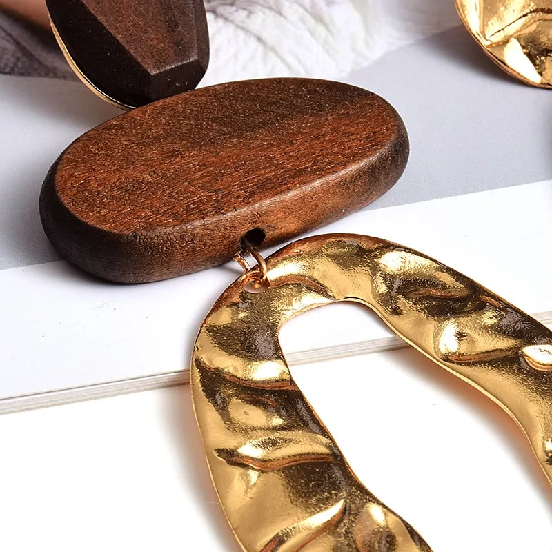 Big Drop Wooden Earrings For Women