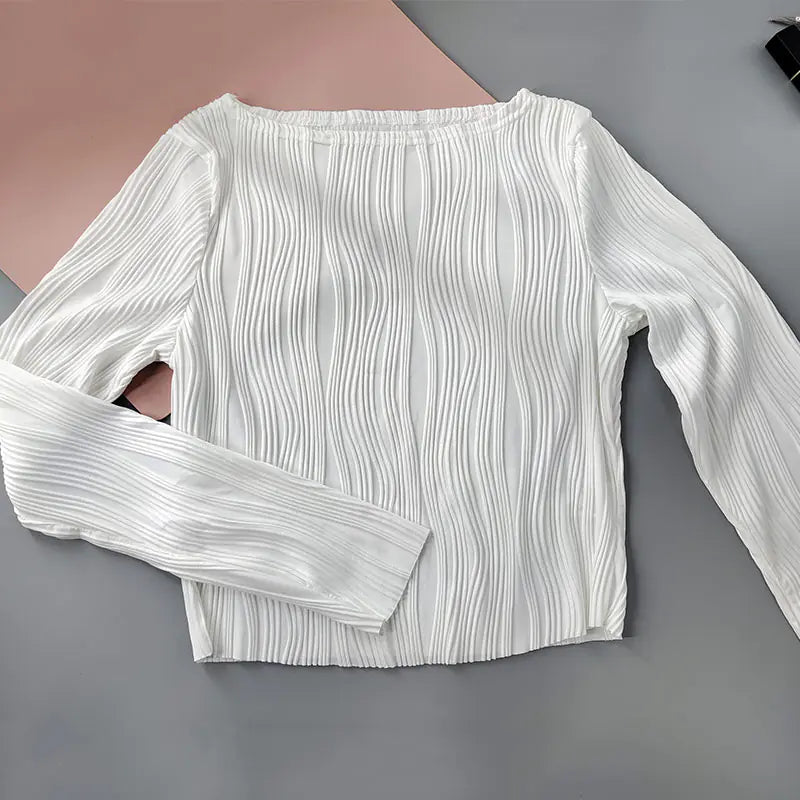 Spring Ruched Long Sleeve T-Shirts