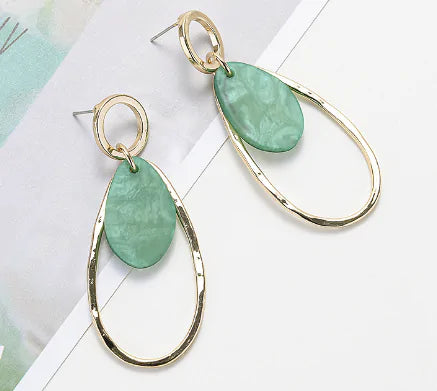 Korean Statement Earrings Vintage Green