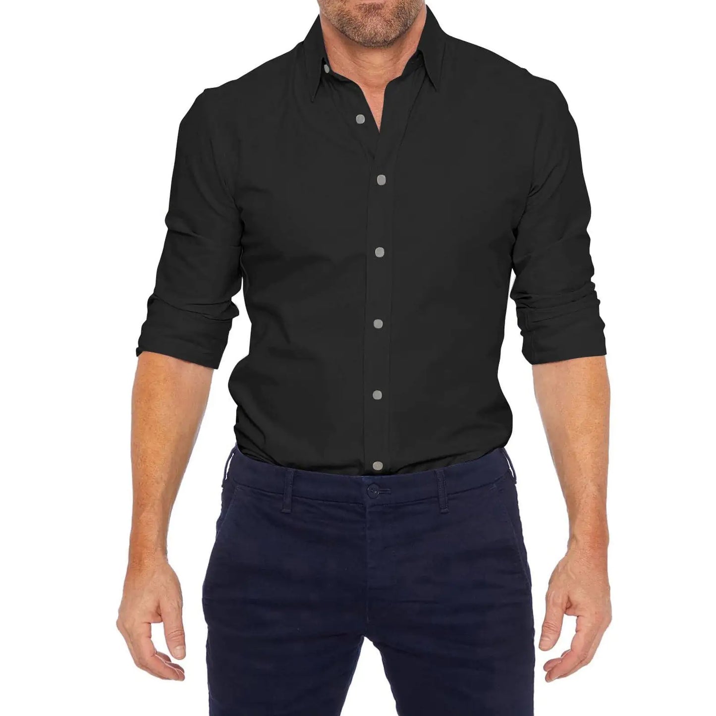 No-Iron Wrinkle-Free Oxford Stretch Zip Shirt