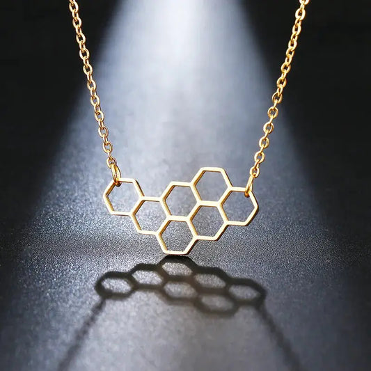 Honeycomb Bee Animal Pendant Choker Necklace