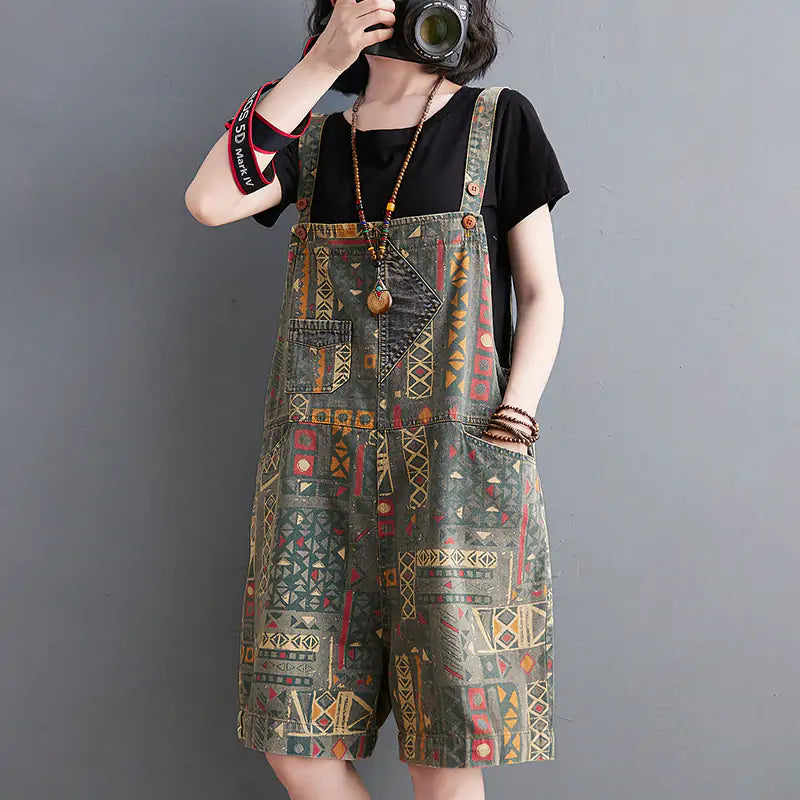 Retro Summer Shorts Jumpsuit