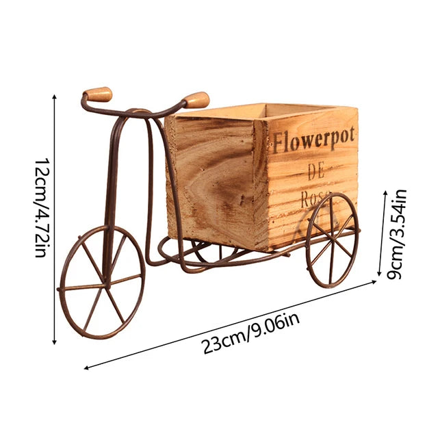 Wooden Bicycle-Shaped Flower Pot