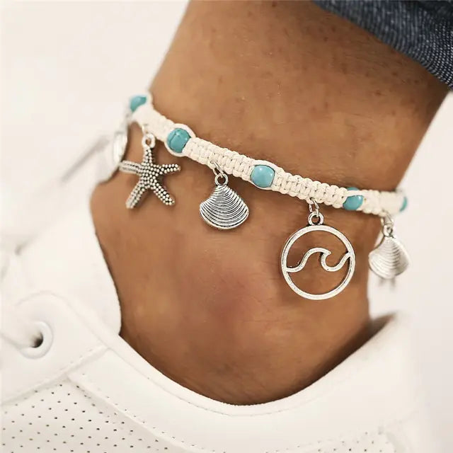 Modyle Bohemian Shell Starfish Anklets for Women