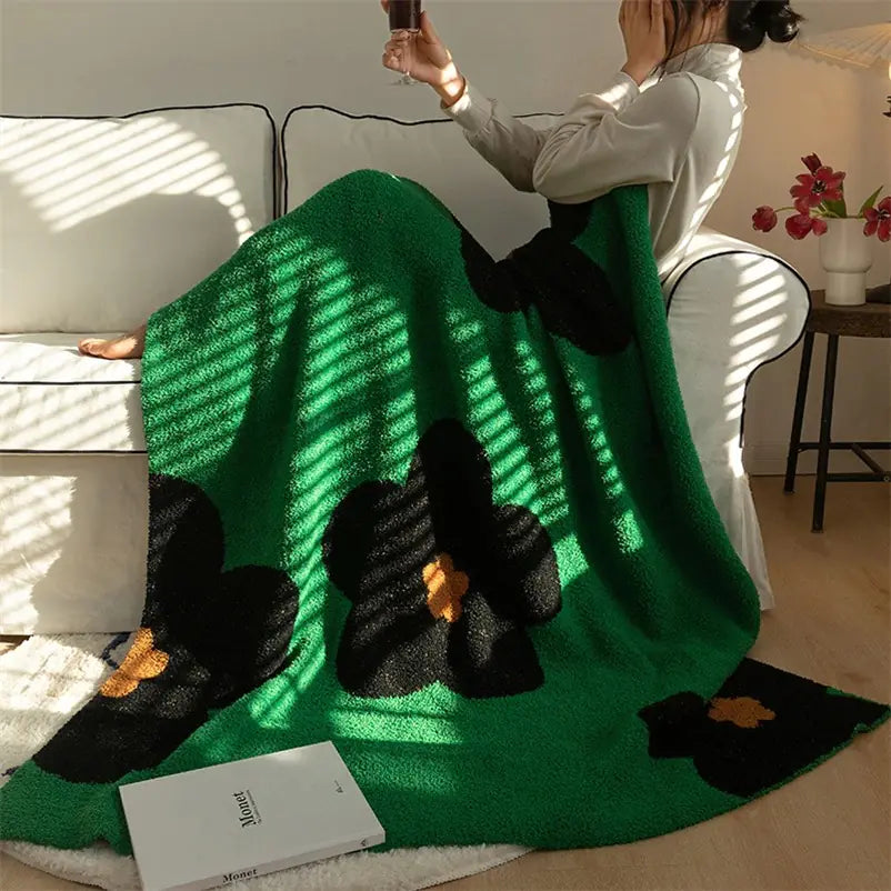 Korean Sunflower Velvet Knitted Blanket