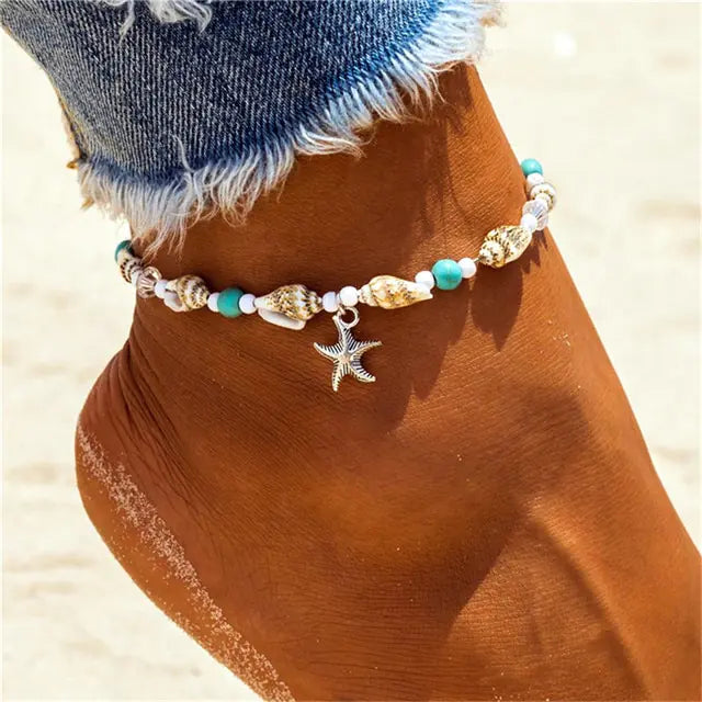 Modyle Bohemian Shell Starfish Anklets for Women