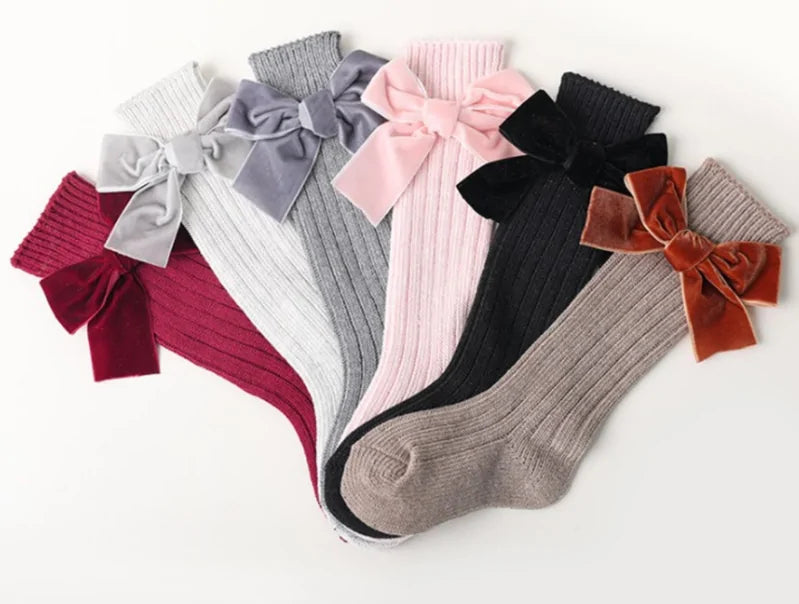 Girl’s Velvet Bow Socks