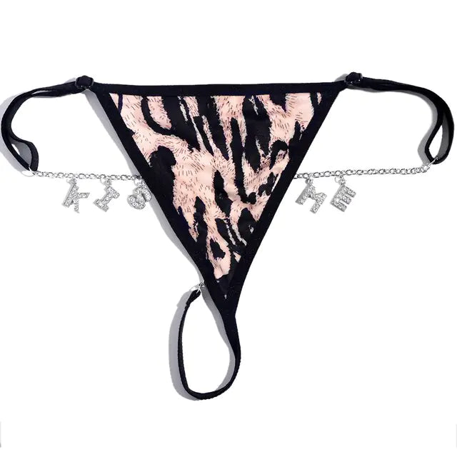 Custom Thongs With Alphabet Jewelry Personalized Crystal Letter Underwear