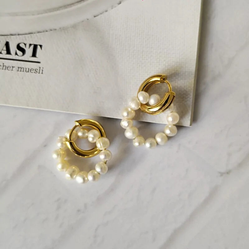 Baroque Freshwater Pearl Hoop Earrings